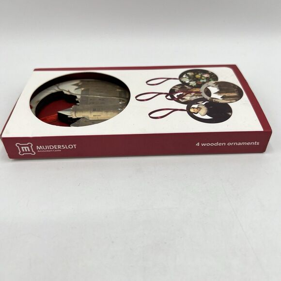 Amsterdam Castle Muiderslot 3 Wooden Ornaments Boxed *Missing 4th ornament 2.75" - Picture 10 of 11